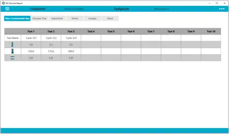 SQI WIndows App - screenshot of Non-condensable Test page
