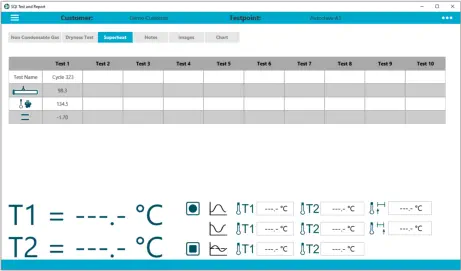 SQI WIndows App - screenshot of Superheat Test page
