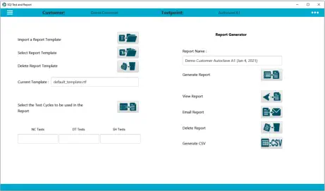 SQI WIndows App - screenshot of Report Generator page