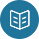 a blue colored icon showing an opened book and linking to resource page